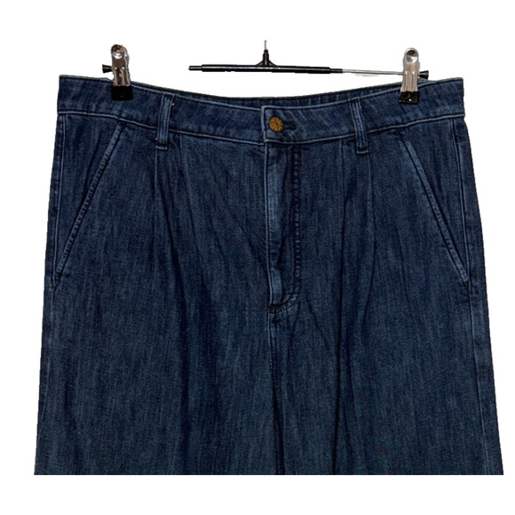 J Crew Jeans Womens 31 Blue Wide Leg Pleated Trousers Hi Rise Measures 34X30 - Picture 5 of 8